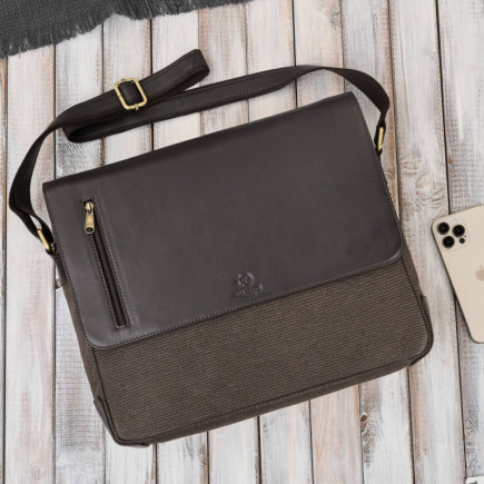 Stylowy zestaw męski Paolo Peruzzi – torba na ramię mieszcząca laptopa 15,6” oraz elegancki portfel z ochroną RFID.