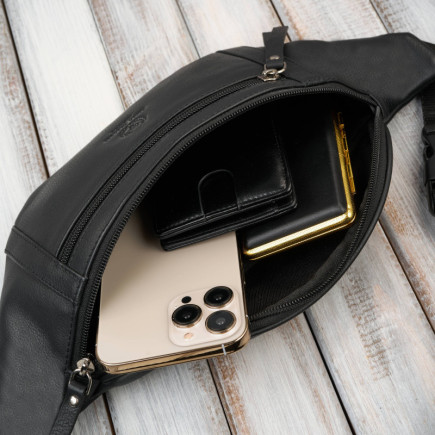 Elegancki zestaw męski Paolo Peruzzi – skórzana saszetka na pas oraz minimalistyczne etui na karty.