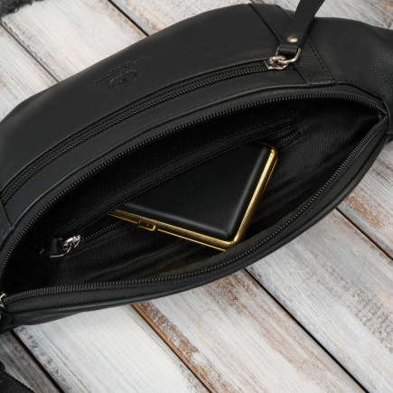 Elegancki zestaw męski Paolo Peruzzi – skórzana saszetka na pas oraz minimalistyczne etui na karty.