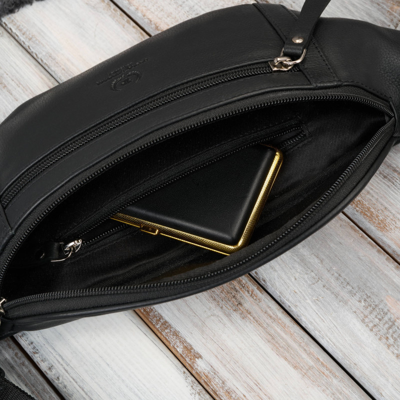 Elegancki zestaw męski Paolo Peruzzi – skórzana saszetka na pas oraz minimalistyczne etui na karty.