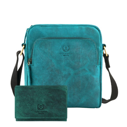 Portfel damski skórzany T-33-GR + torebka damska T-63-GR zestaw ZUP-74-GR