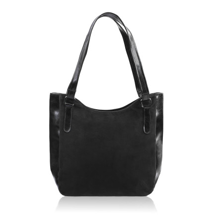 Torebka damska na ramię skórzana klasyczna czarna zamszowa listonoszka Paolo Peruzzi Z-09-BLZM