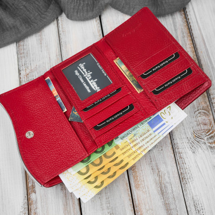 Portfel damski skórzany lakierowany ze zwierzęcym wzorem croco czerwony