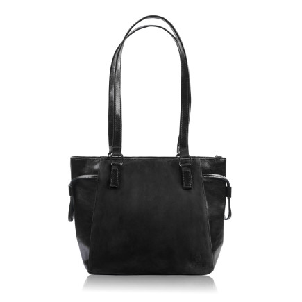 Torebka damska na ramię skórzana klasyczna czarna zamszowa shopperka Paolo Peruzzi