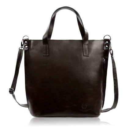 Torebka damska na ramię skórzana klasyczna shopperka brązowa Paolo Peruzzi