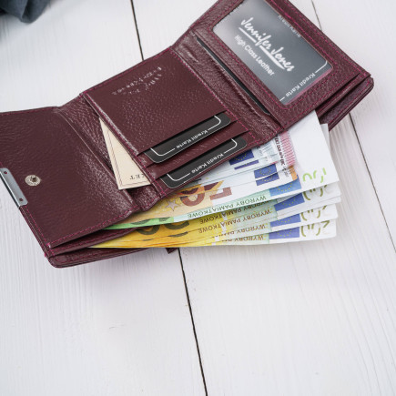 Portfel damski skórzany lakierowany mały purpurowy z RFID SP-27-PRP
