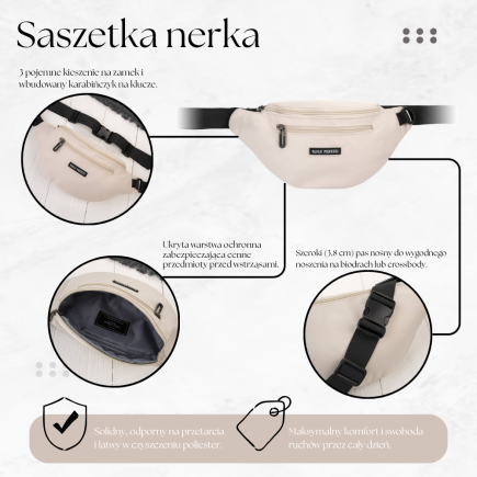 Saszetka Nerka Beżowa Sportowa Pojemna  AS-08-GR | Paolo Peruzzi
