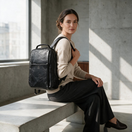 Plecak skórzany Paolo Peruzzi SL-15-BL czarny na laptopa 15,6″