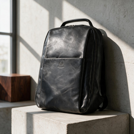 Plecak skórzany Paolo Peruzzi SL-15-BL czarny na laptopa 15,6″