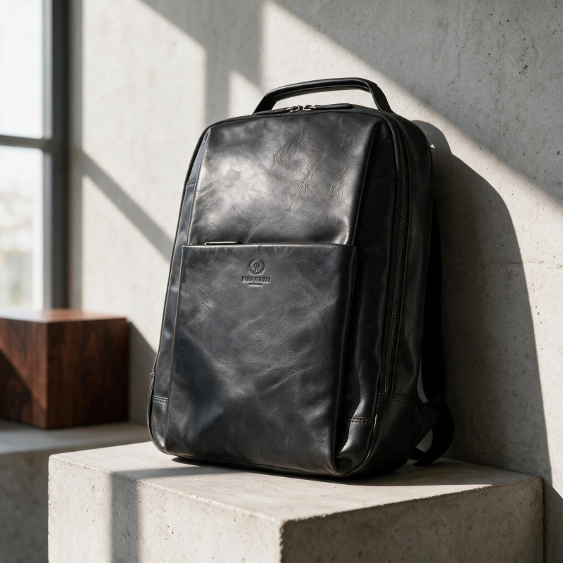 Plecak skórzany Paolo Peruzzi SL-15-BL czarny na laptopa 15,6″