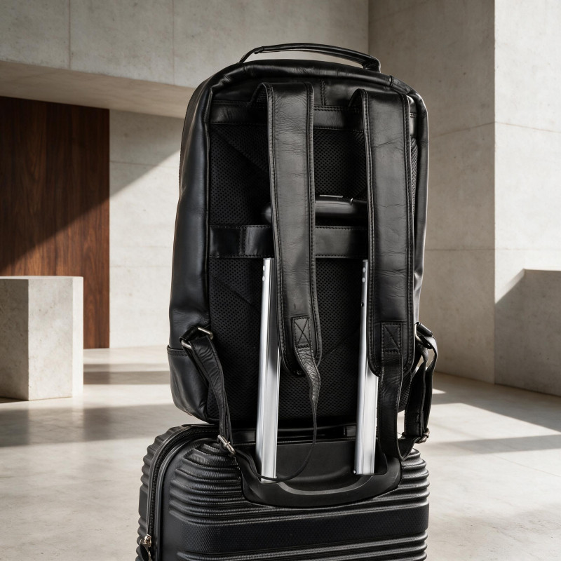 Plecak skórzany Paolo Peruzzi SL-15-BL czarny na laptopa 15,6″
