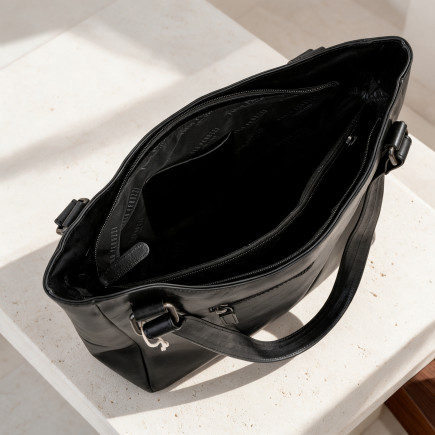 Torebka damska skórzana Paolo Peruzzi SL-45-BL shopper czarna A4