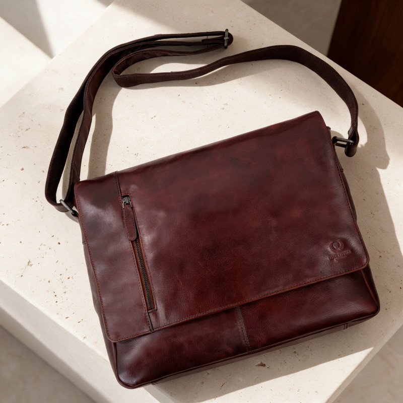 Torba męska skórzana Paolo Peruzzi SL-46-BR na dokumenty A4