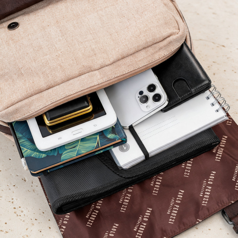 Plecak męski na laptopa Paolo Peruzzi SL-51-CNV canvas skóra