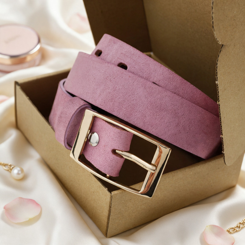 Pasek damski skórzany różowy PG-18-PI-100 | Paolo Peruzzi