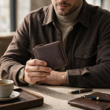 Brązowy portfel męski skórzany RFID na zamek Paolo Peruzzi RE-03-BR