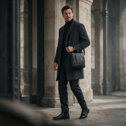 Czarna saszetka męska skórzana Premium Paolo Peruzzi RE-06-BL